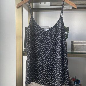 Equipment Cami Top Womens Small Black Floral V-Neck Tank Camisole Blouse